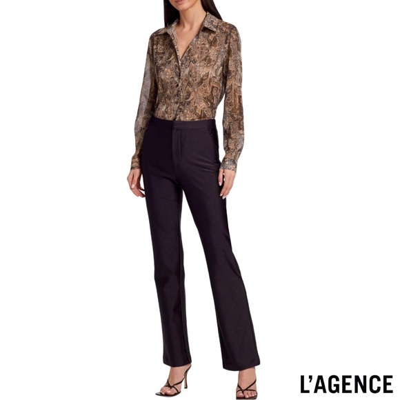 L’AGENCE **NWT** Laurent Blouse In Brown Multi Neutral Paisley - Picture 3 of 12